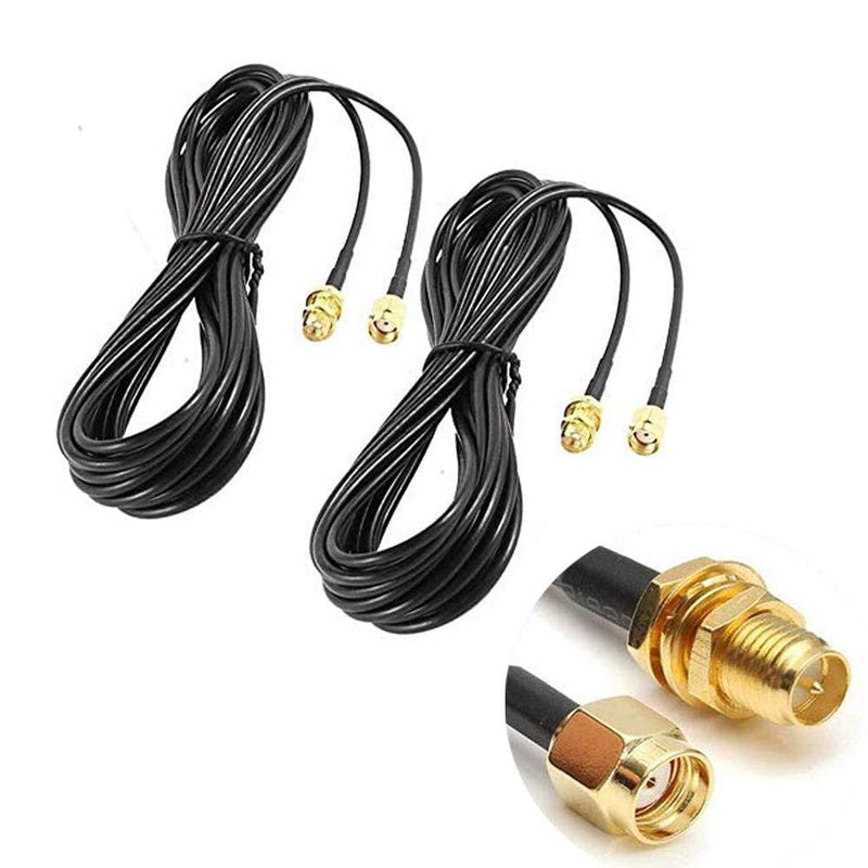 2Pack 33ft WiFi Antenna Extension Cable RP-SMA Male to Female Connector for Wireless LAN Router Bridge Wireless Network Card Security IP Camera 33ft-Pack of 2