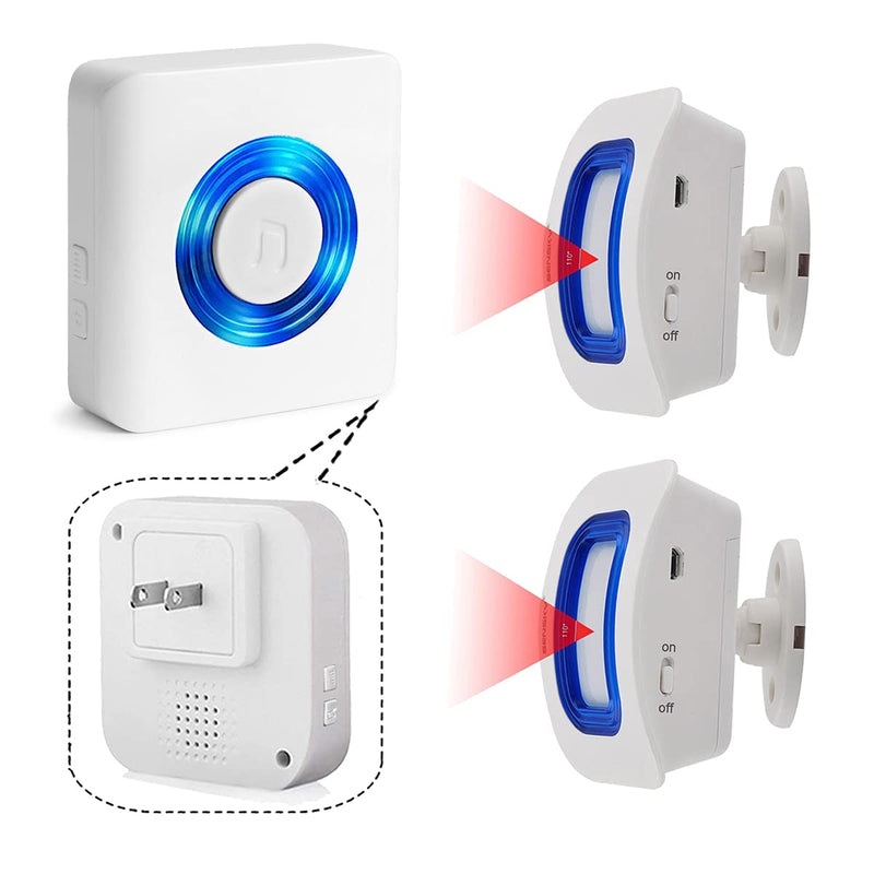 EverNary Wireless Motion Sensor and Pager Bed Alarm and Fall Prevention for Elderly Kids Home (2 Motion Detector +1 Receiver) 1 Receiver + 2 Motion Sensor