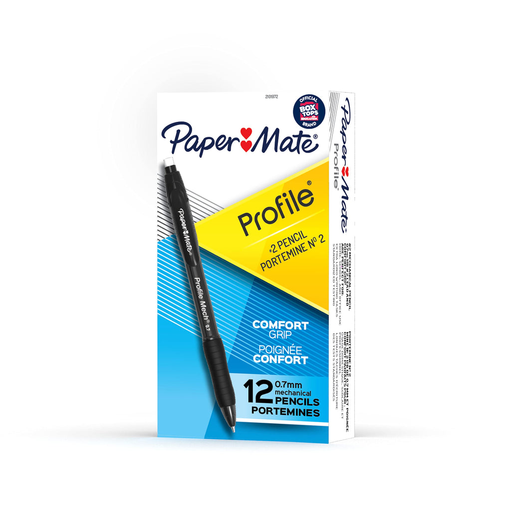 Paper Mate Profile Mech Mechanical Pencil Set, 0.7mm #2 Pencil Lead, Black Barrels, Great for Home, School, Office Use (12 Count) 12-Count