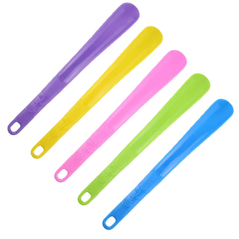 HEALLILY 5Pcs Shoe Helper Plastic Shoe Horn Shoe Lifting Helper for Men Women Seniors Pregnancy Elderly Home Travel Use (5 Colors)