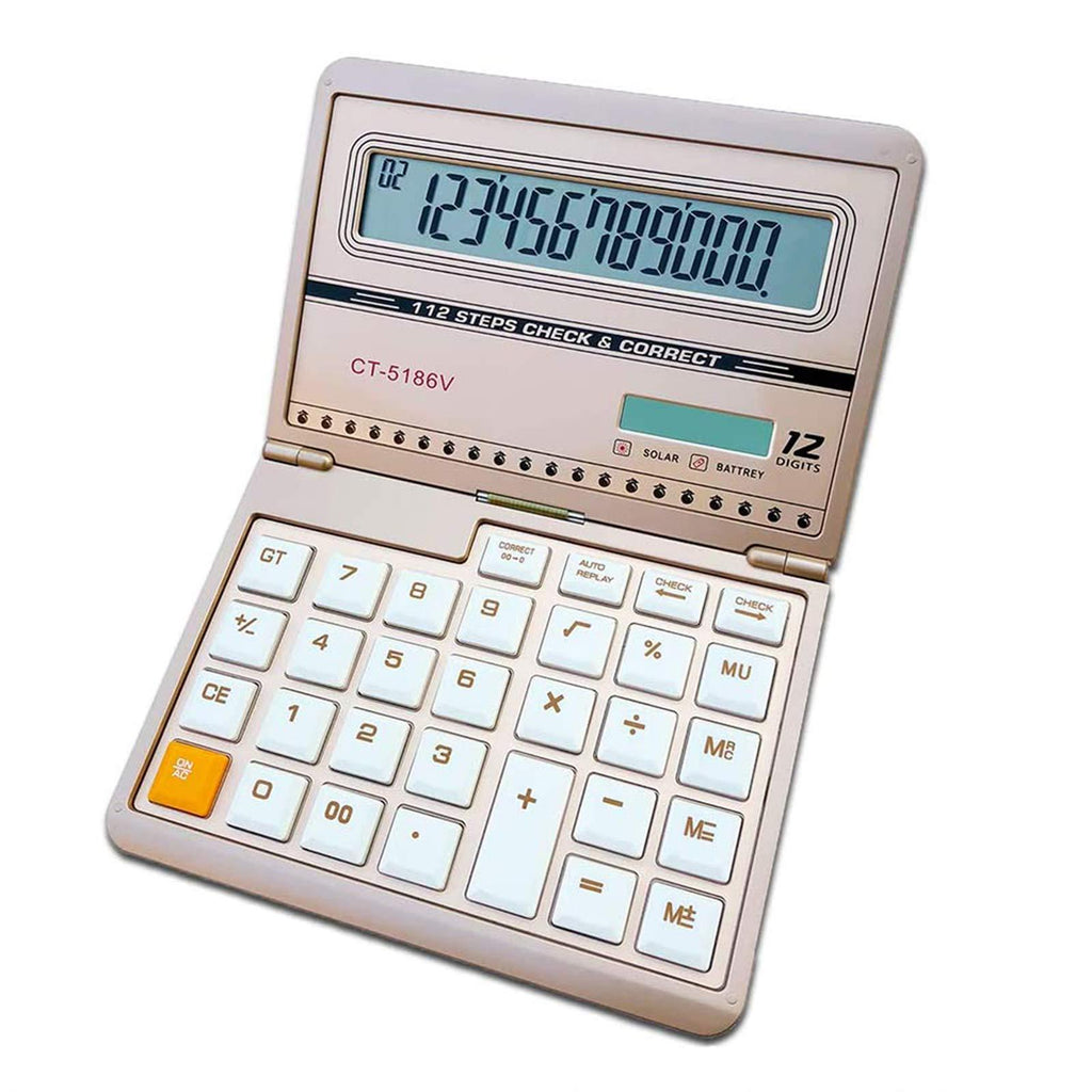 Extra-Large Calculator, 8 1/2 by 11 inch, Solar Basic Calculator Large Desk Folding Calculator with Big Keys 12 Digits Calculator (Gold),Christmas Birthday Gifts Daily and Office Work Rose Gold