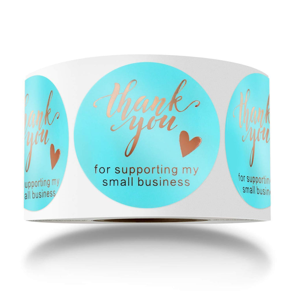 BOOMLONGDA 1.5 Inch Thank You for Supporting My Small Business Stickers, Rose Gold Foil Sticker, Round Labels for Business, Online Retailers to Use on Bags, Boxes and Envelope, 500 Labels Per Roll