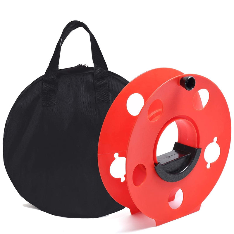 Homeon Wheels Cord Storage Reel with Center Spin Handle Easy to Use with Carrying Bag 165-Feet Red