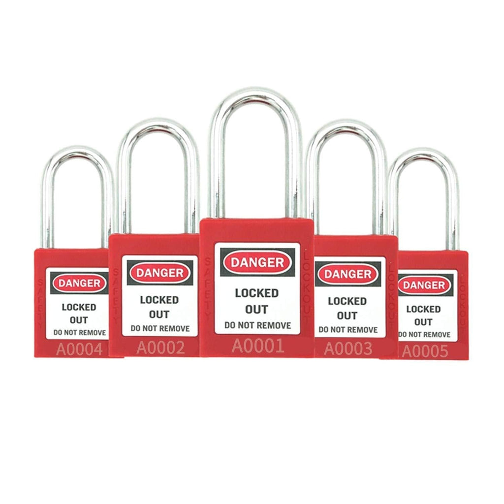 Lockout Tagout Locks 5pcs Loto Safety Padlocks Product for Lock Out Tag Out Stations and Devices (Red, Key Difference) Red