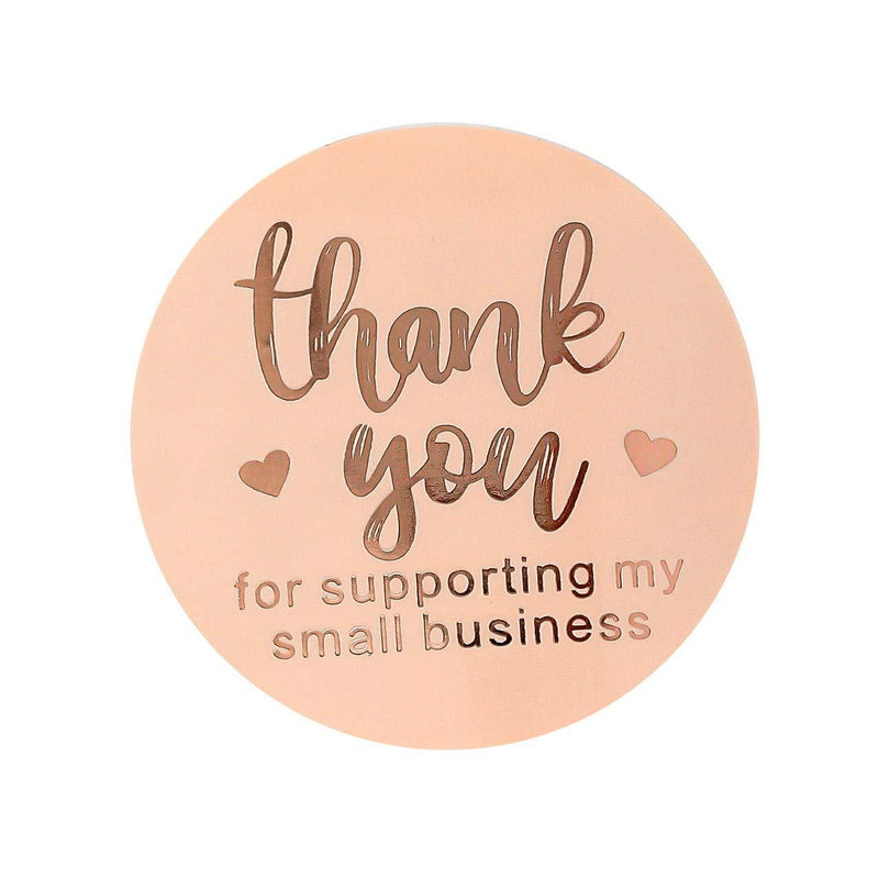 Yoption 1.5" Round Thank You for Supporting My Small Business Stickers, 500pcs Rose Gold Mailing Supplies Labels Per Roll Thank You Rose Gold