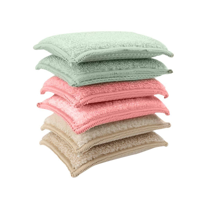 KMAKII Bamboo Kitchen Sponges Dish Sponge Super Absorbent Natural Dish Sponges,3 Color, Pack of 6 3 Color