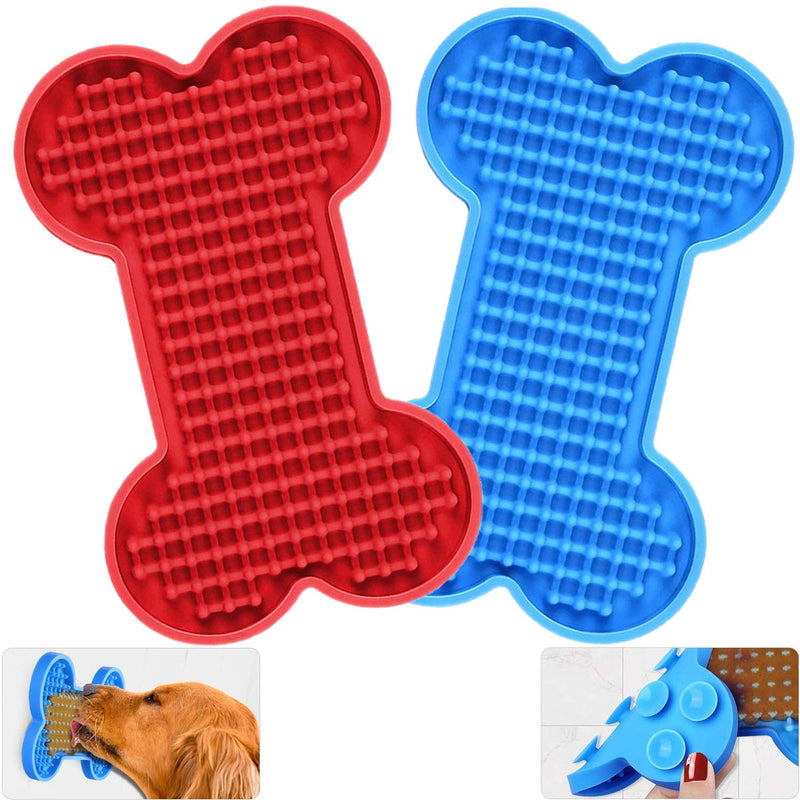 Dog Peanut Butter Lick Pad, Slow Feeder Dog Bowl, Boredom and Anxiety Reducer for Pet Food, Yogurt, Dog Bathing, Dog Grooming and Dog Training-2 Pack 2 Count (Pack of 1)
