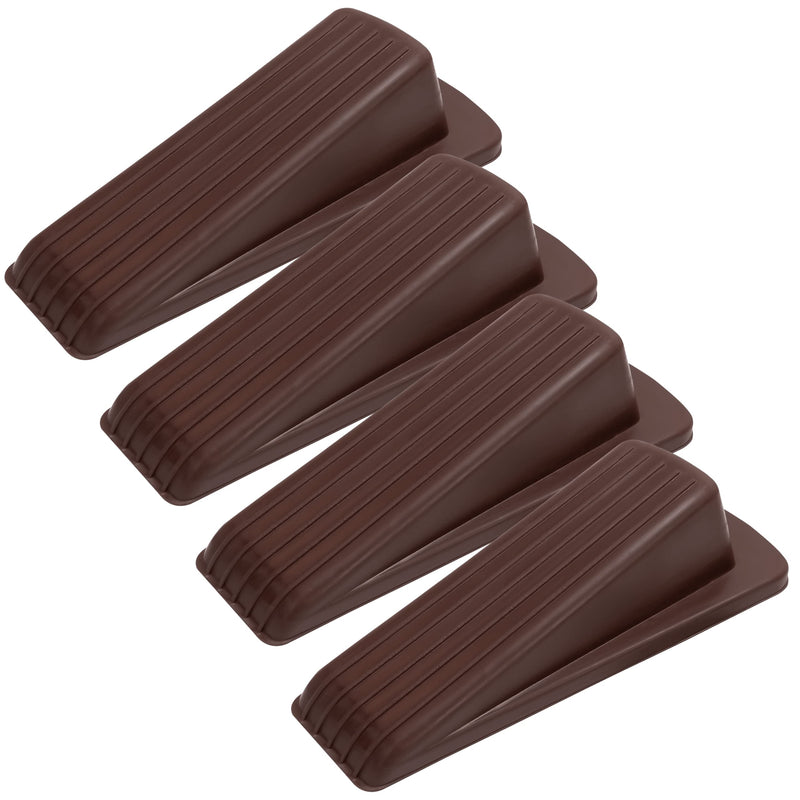 S&T INC. Heavy Duty Rubber Door Stopper for Residential and Commercial Use, Brown, 4.8 In. x 2.2 In. x 1.3 In., 4 Pack