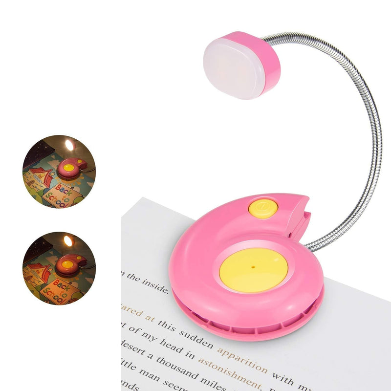 LUXSWAY Rechargeable Reading Book Light for Kids,LED Reading Light for Books in Bed,Amber Book Light with Magnetic,Clip-On Book Light with Flexible Gooseneck,Cute Bookmark Light for Bookworms-Pink Pink