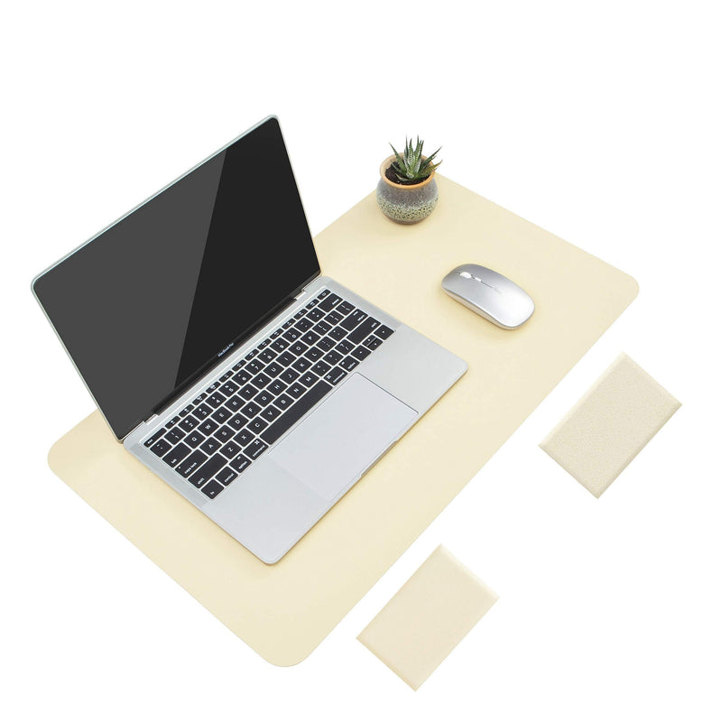 Non-Slip Desk Pad,Mouse Pad,Waterproof PVC Leather Desk Table Protector,Ultra Thin Large Desk Blotter, Easy Clean Laptop Desk Writing Mat for Office Work/Home/Decor(Beige, 23.6" x 13.7") Beige 23.6" x 13.7"