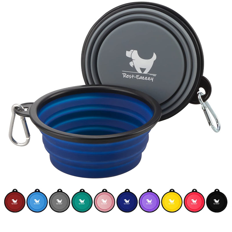 Expandable Dog Bowls for Travel, 2-Pack Dog Portable Water Bowl for Dogs Cats Pet Foldable Feeding Watering Dish for Traveling Camping Walking with 2 Carabiners, BPA Free S grey&navy