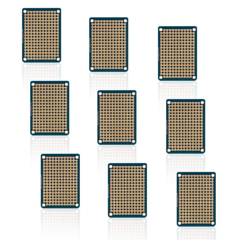 Treedix 9 pcs Mini Solderable BreadBoard Universal Board PCB Prototype Shield Board Double Sided Tinned Gold Plated Holes Compatible with Arduino Kit Raspberry Pi Shield Prototyping and Testing