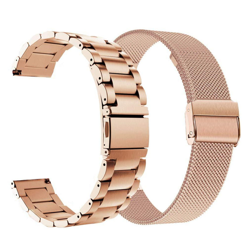 Compatible for Garmin Vivoactive 4S 40mm / Venu 2s Bands, ViCRiOR Solid Stainless Steel Watchband+ Mesh Strap Bracelet Replacement Band Strap for Garmin Vivomove 3S , Rose Gold