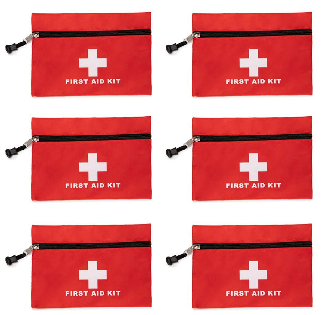 Red First Aid Bag Empty First Aid Kit Empty Waterproof First Aid Pouch Small Mini for First Aid Kits Pack Emergency Hiking Backpacking Camping Travel Car Cycling (Red, 6.3x4.3" 6 Pack) Red 6.3x4.3 Inch (Pack of 6)