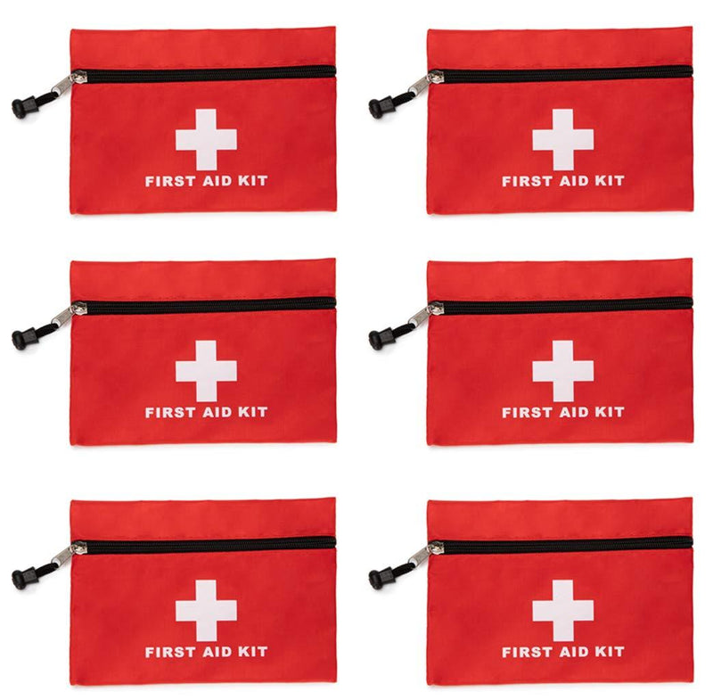 Red First Aid Bag Empty First Aid Kit Empty Waterproof First Aid Pouch Small Mini for First Aid Kits Pack Emergency Hiking Backpacking Camping Travel Car Cycling (Red, 6.3x4.3" 6 Pack) Red 6.3x4.3 Inch (Pack of 6)