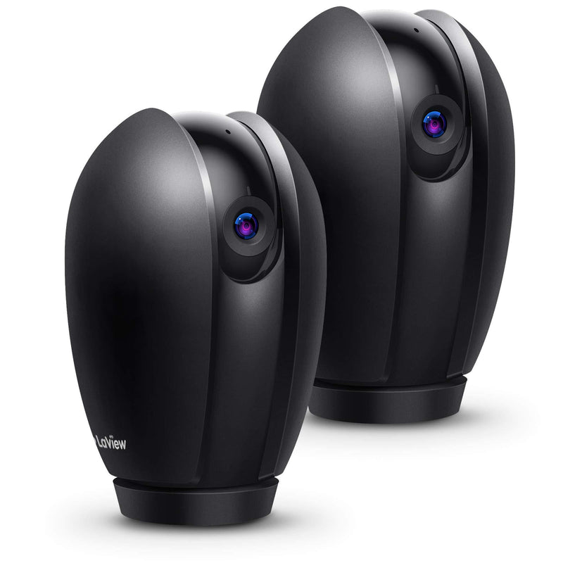LaView Security Cameras for Home + 2X 32GB SD Cards, PT Home Security Camera with Motion Detection, Two-Way Audio, Night Vision, Indoor WiFi Camera for Baby/pet, Alexa, USA Cloud Service, Black (R3) 2 Pack with SD Cards