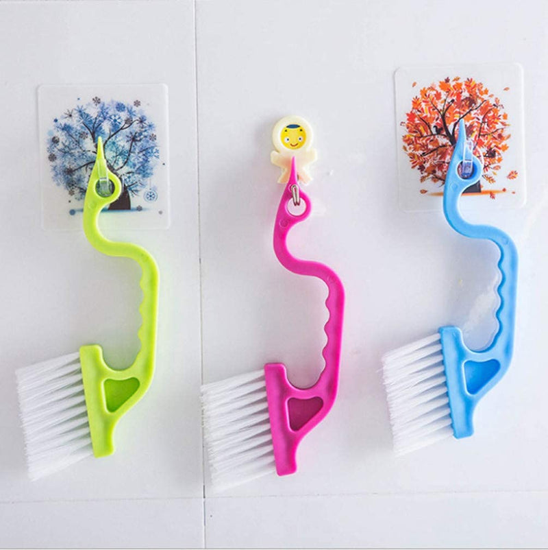 3Pcs Hand-held Groove Gap Cleaning Tools Door Window Track Kitchen Cleaning Brushes , for Window Air Conditioning Kitchen Cleaning （Blue, Green, Pink）