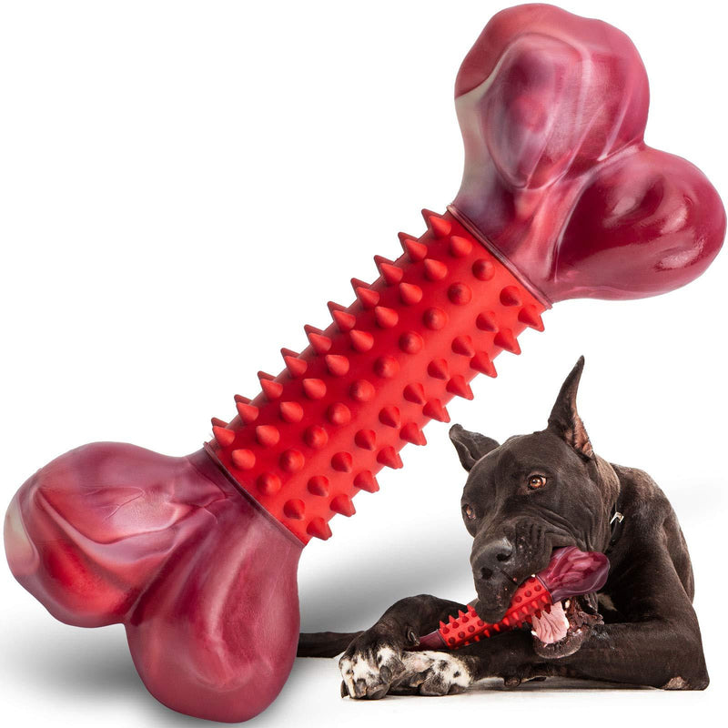 Tough Dog Toys for Aggressive Chewers Large Breed, Apasiri Dog Chew Toys, Durable Dog Toys, Dog Bones Made with Nylon and Rubber, Big Indestructible Dog Toy Beef Medium/Large (Pack of 1)