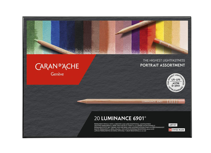 Caran d'Ache Luminance Portrait Colouring Pencils Assortment 20 Colours, Multi-Colour, 26 x 19 x 2 cm