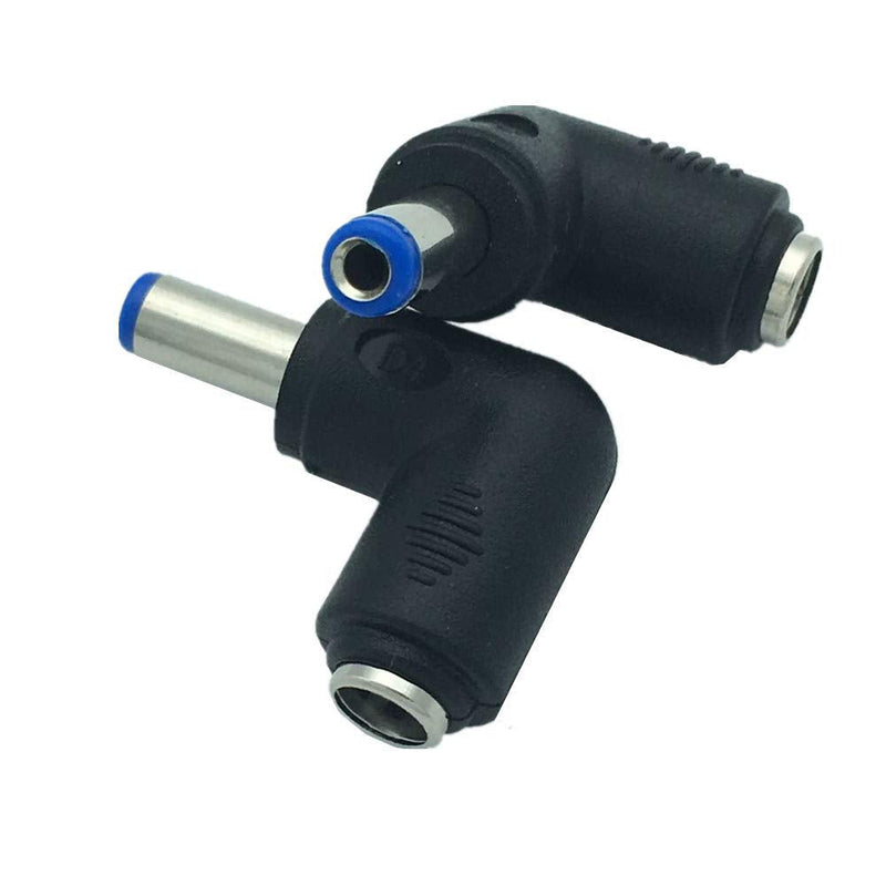 Traovien 2Pcs 5.5mm x 2.1mm Female to Male Plug 90 Degree Angle DC Power Converter Adapter for Universal Laptop Interface Power Cable Connector