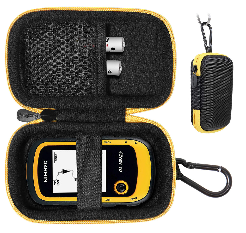 Handheld GPS Case Compatible with Garmin eTrex 22x, 32x, 10, 20, 20x, 30, 30x, 35t and Touch 35, 25, All in one Compact case for eTrex and Charger Cord Black with yellow zip