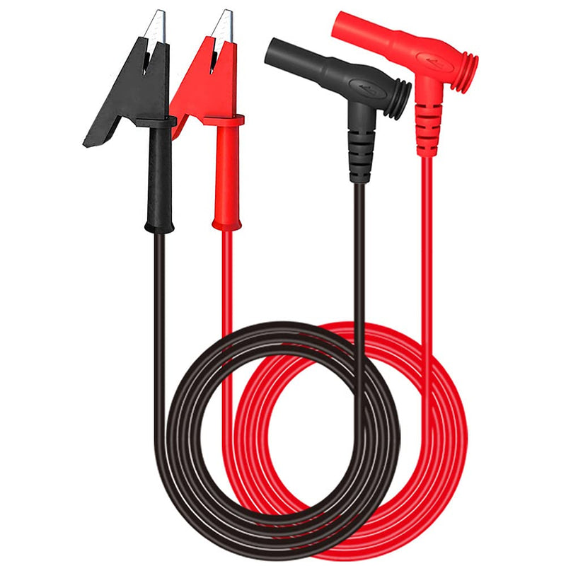 Goupchn Multimeter Test Leads Banana Plug Right Angle to Alligator Clips Soft Test Cable Wires for Electrical Testing 2 Pack 3.3ft / 1m