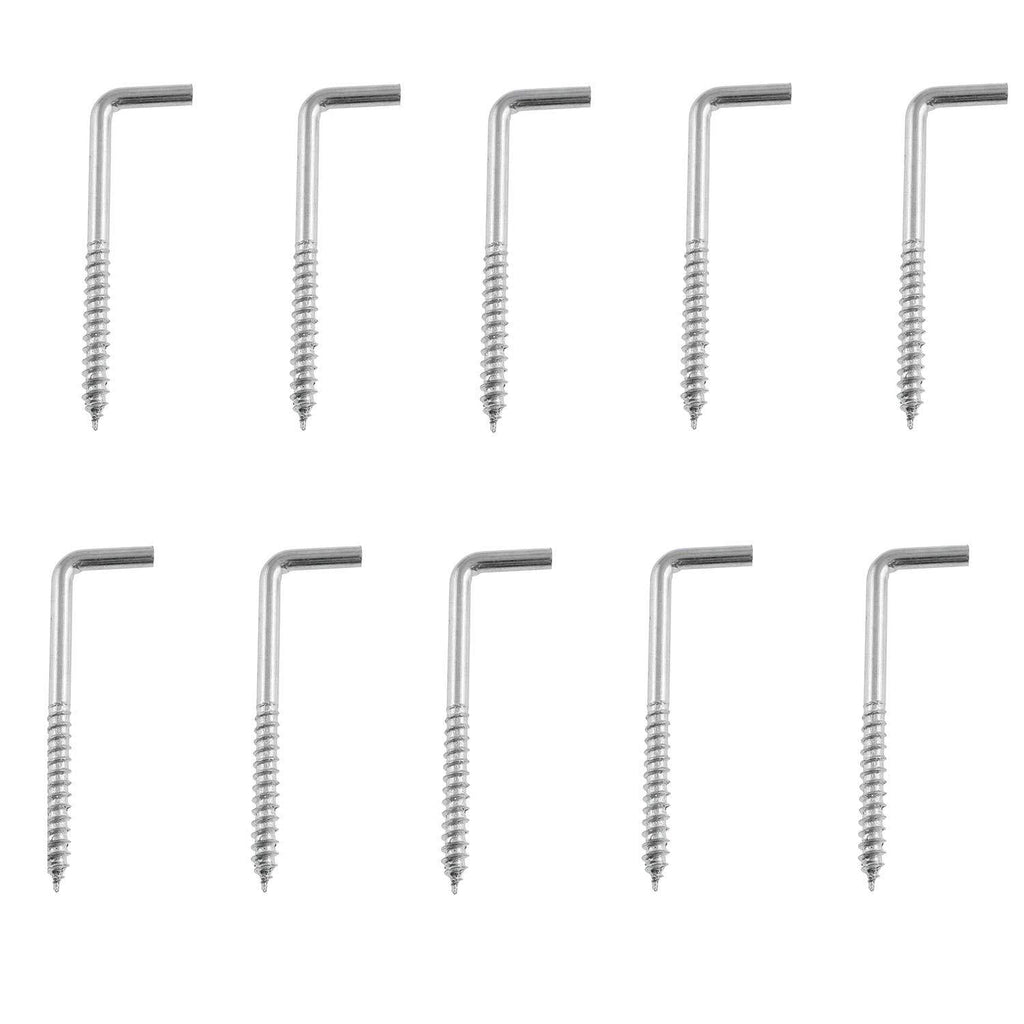 DTTRA 10PCS 70X22mm Silver Carbon Steel Metal Right Angle Hook 7-Shaped Screw Hook Self-Tapping Screw Hook L-Shaped Hook