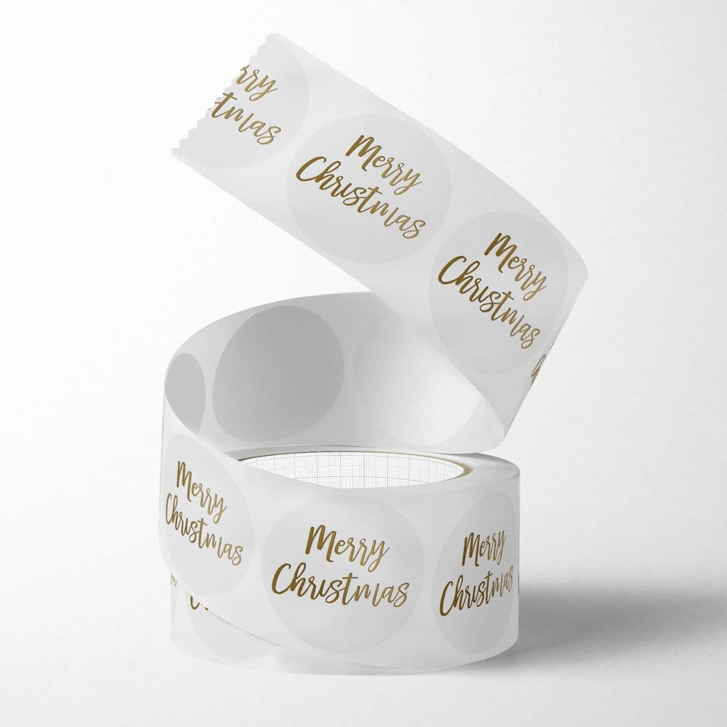 Unihom - Merry Christmas Stickers Roll (Set of 2, 1000 pcs) 2.5 cm / 1 inch Self Adhesive Label Roll Boutique Supplies for Business Letter, Gift Packaging, Customer Mailer & Retail Bag (Transparent) 2.5cm / 1 inch Transparent