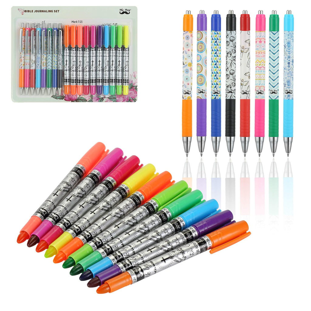 Mr. Pen- Bible Journaling Kit, 18 Pack (10 Bible Gel Highlighter, 8 Bible Pens), Bible Highlighters and Pens No Bleed, Gel Highlighters, Bible Pens, Bible Pens and Highlighters No Bleed, Gift, Gifts