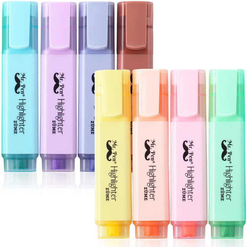 Mr. Pen- Pastel Highlighters, 8 Pack, Chisel Tip, Assorted Colors, Highlighters, No Smear Highlighter, Fast Dry, Bible Study Supplies, Pastel Marker, Pastel School Supplies, Pastel Highlighter Set