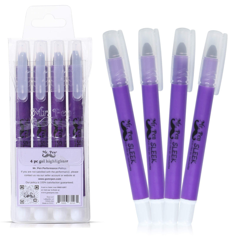 Mr. Pen No Bleed Gel Highlighter, Bible Highlighters, Purple, Pack of 4