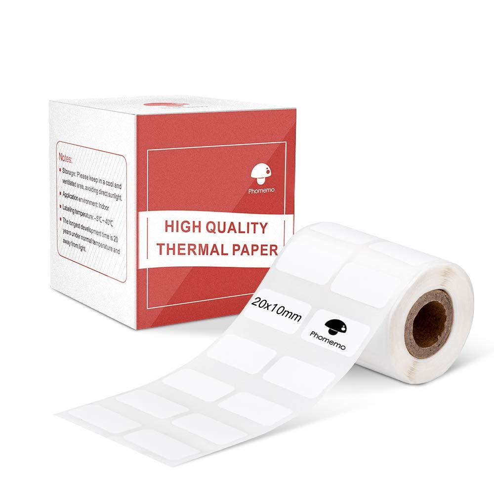 Multi-Purpose White Self-Adhesive Label Paper for Phomemo M110/M200 Label Printer, 3/4" X 3/8"(20x10mm), 600 Labels/Roll 20mmx10mm