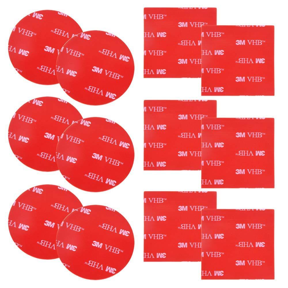 12 PCS 3M Double Sided Foam Adhesive Tape Pads,DanziX Round and Square VHB Sticky Pads Replacement Mounting Tape