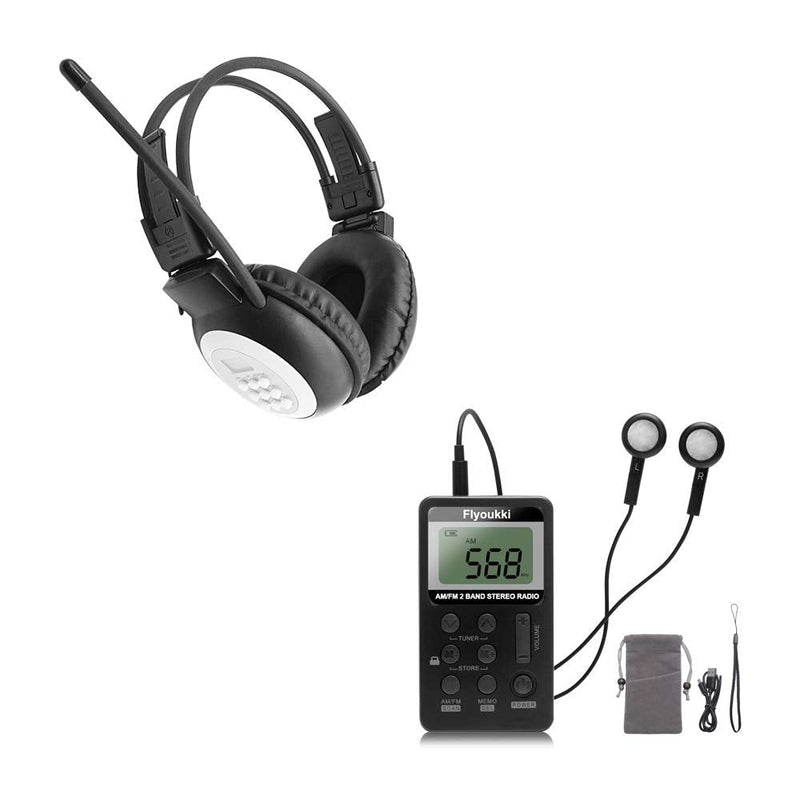 FM Radio Headphones Ear Muffs and Pocket AM FM Radio with Best Reception for Walking Jogging Exercising Daily Works
