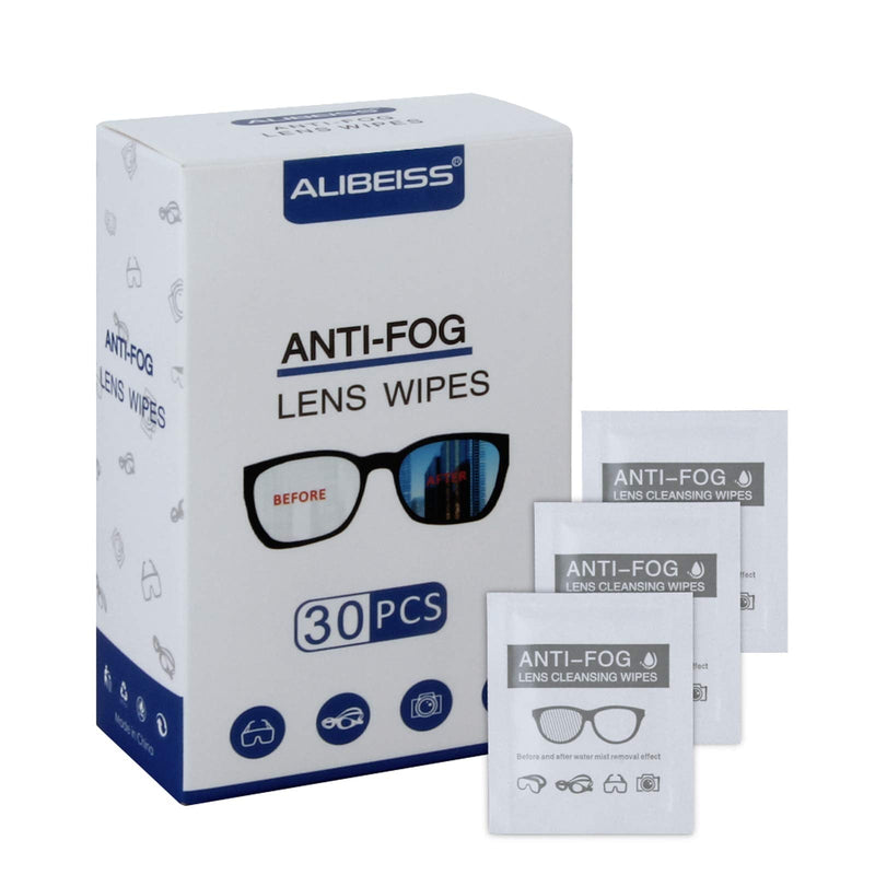 Alibeiss Anti-Fog Lens Wipes Pre-Moistened Anti-Fog Wipes,6" X 5",for Eye Glasses (30 Pack) 6x5 Inch (Pack of 30)