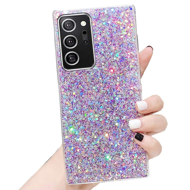 Topwin Galaxy Note 20 Ultra 5G Glitter Case, Sparkle Bling Shiny Diamond Slim Soft Reflective Clear TPU Rubber Bumper Girl Women Protective Case for Samsung Galaxy Note 20 Ultra 6.9 inch 2020 (Purple) Purpld