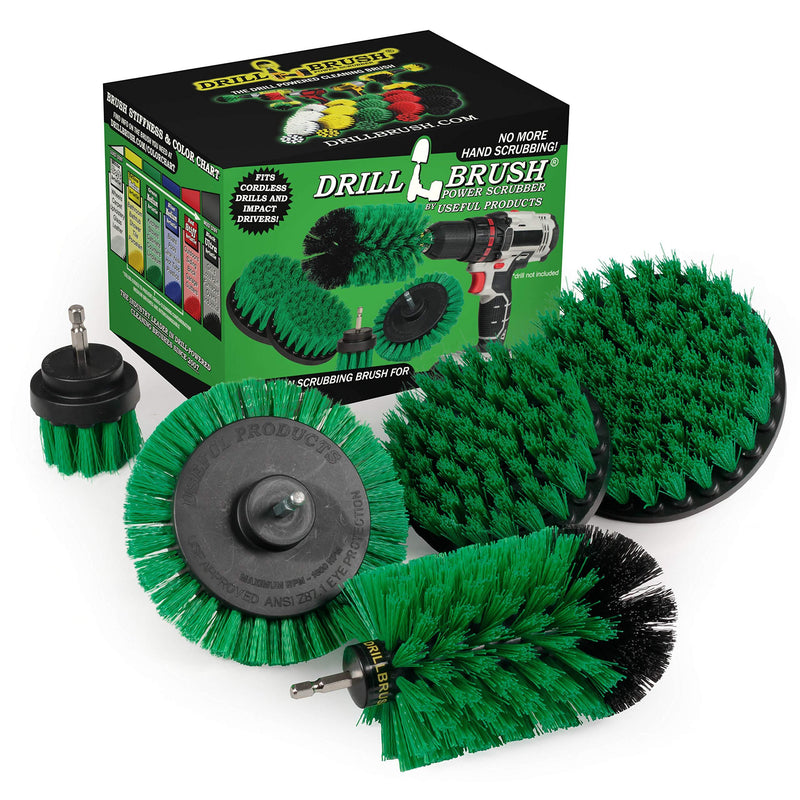 Drill Brush Power Scrubber by Useful Products - Drillbrush oven cleaner brush set - Kitchen Cleaning Brush Drill Brush Set - Kitchen Accessories - Drill Brush Attachment Countertop Scrubber Brush Set Green