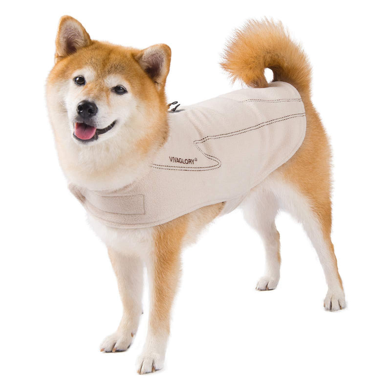 VIVAGLORY Dog Coat Fleece Jacket Vest for Small Medium Large Dogs Puppy Windproof Warm Clothes for Cold Weather, Beige, XXS