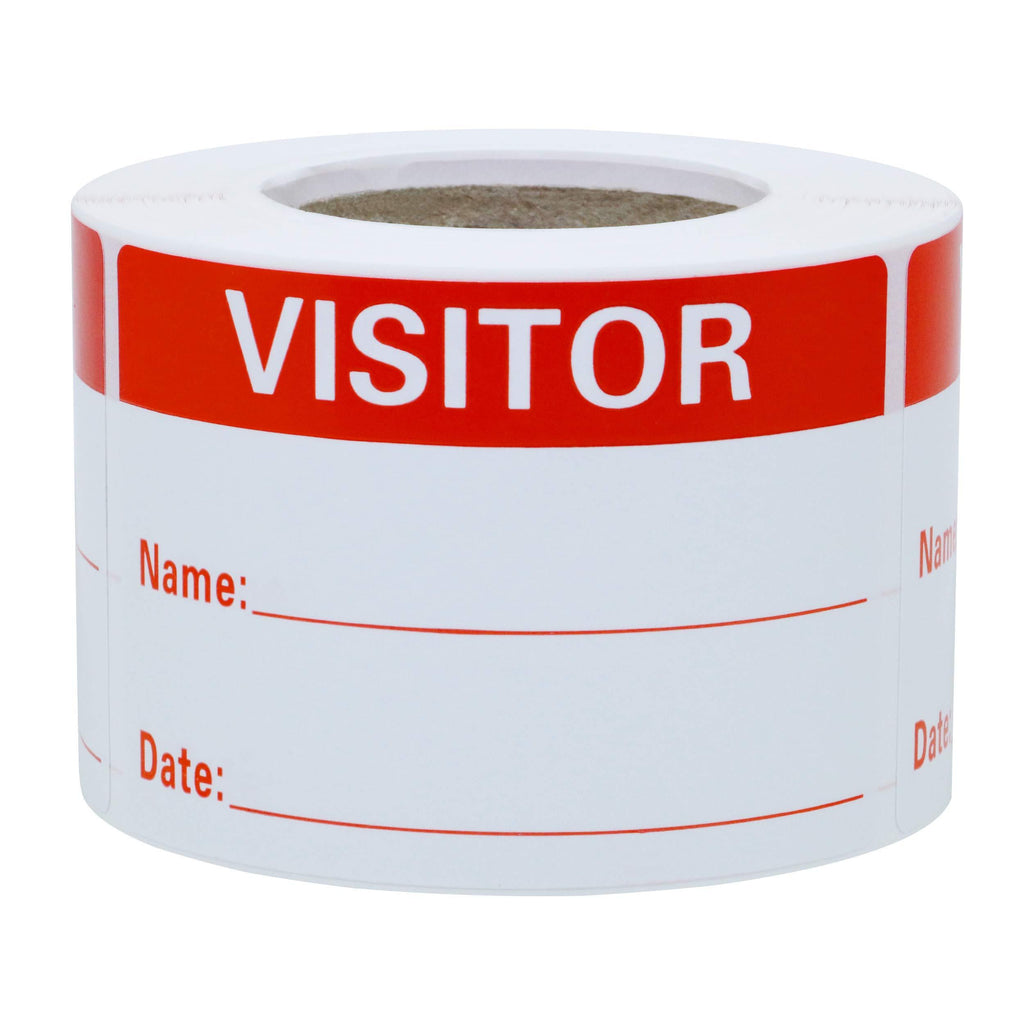 Hybsk Visitor Pass Red Visitor Identification Labels 2x3 inch Stickers 300 Labels Per Roll (Red)