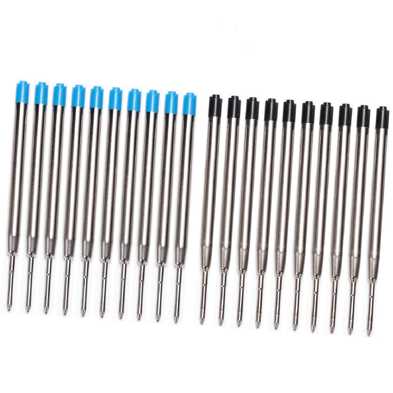 Yizerel 20 Pack Black & Blue Pen Refills Replacement Ink for Self Defense Tactical Pen (10 Pcs Black, 10 Pcs Blue)