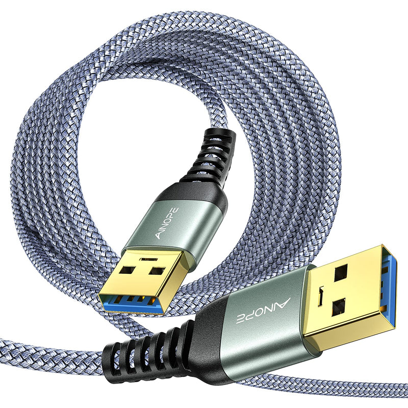 AINOPE 10FT USB 3.0 A to A Male Cable,USB 3.0 to USB 3.0 Cable [Never Rupture] USB Male to Male Cable Double End USB Cord Compatible with Hard Drive Enclosures, DVD Player, Laptop Cool-Grey Grey