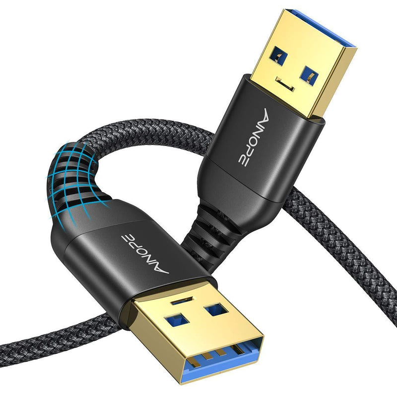 AINOPE USB 3.0 A to A Male Cable 6.6FT+6.6FT,USB 3.0 to USB 3.0 Cable [Never Rupture] USB Male to Male Cable Double End USB Cord Compatible with Hard Drive Enclosures, DVD Player, Laptop Cool-Black Black