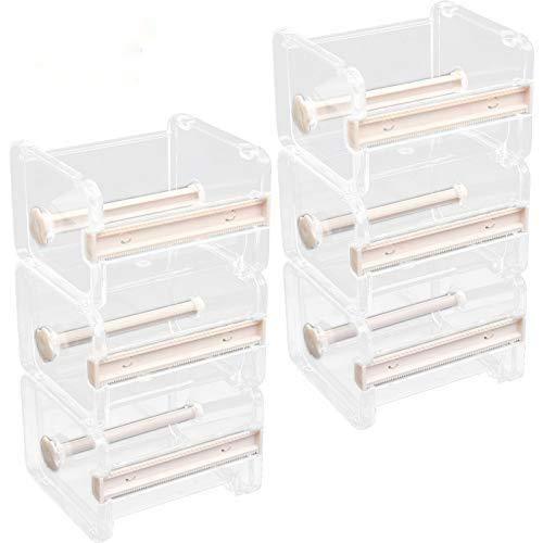 Washi Tape Holder, 6PCS Clear Roll Tape Holder Organizer, Perfect for Cutter Masking Tape in School, Office and Home for DIY(Clear)