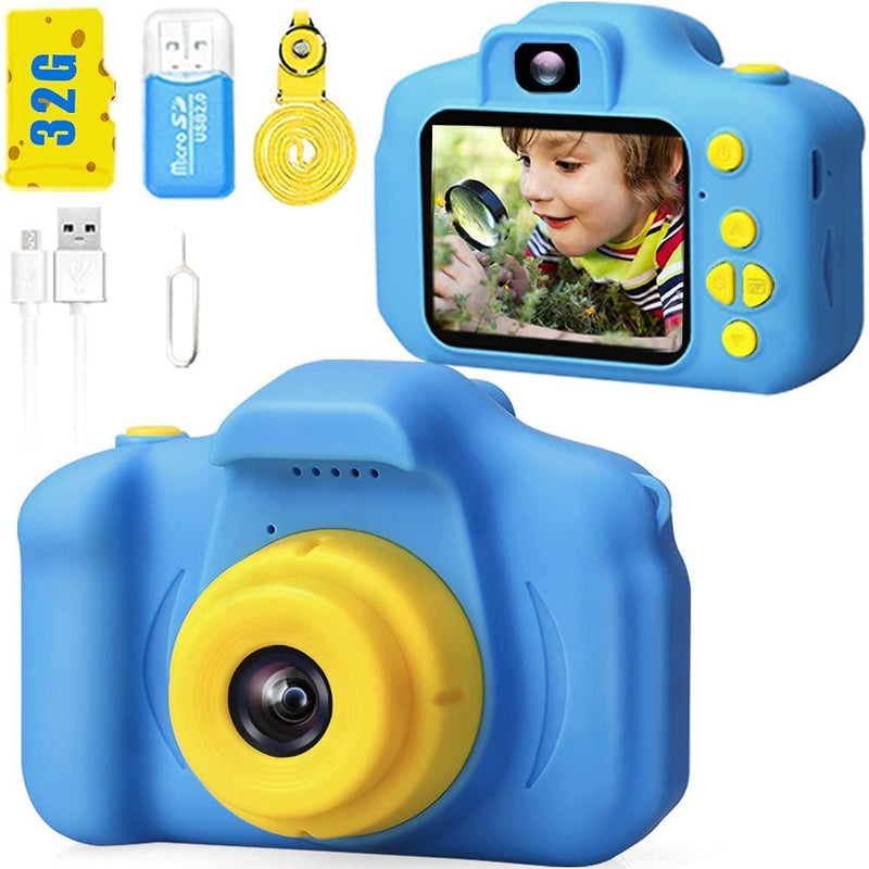 Desuccus Kids Camera Video Digital Camera for Kids Birthday Gifts for Boys and Girls Kids Toys 3-8 Year Old Toddler Video Record Camera 5 Puzzle Games 32GB SD Card (Blue) Blue