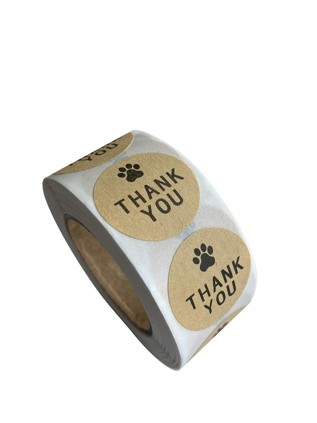 Kraft Paw Print Thank You Stickers 1 inch Round Dog Puppy Paw Print Cute Thank You Labels Total 500 Stickers Per Roll