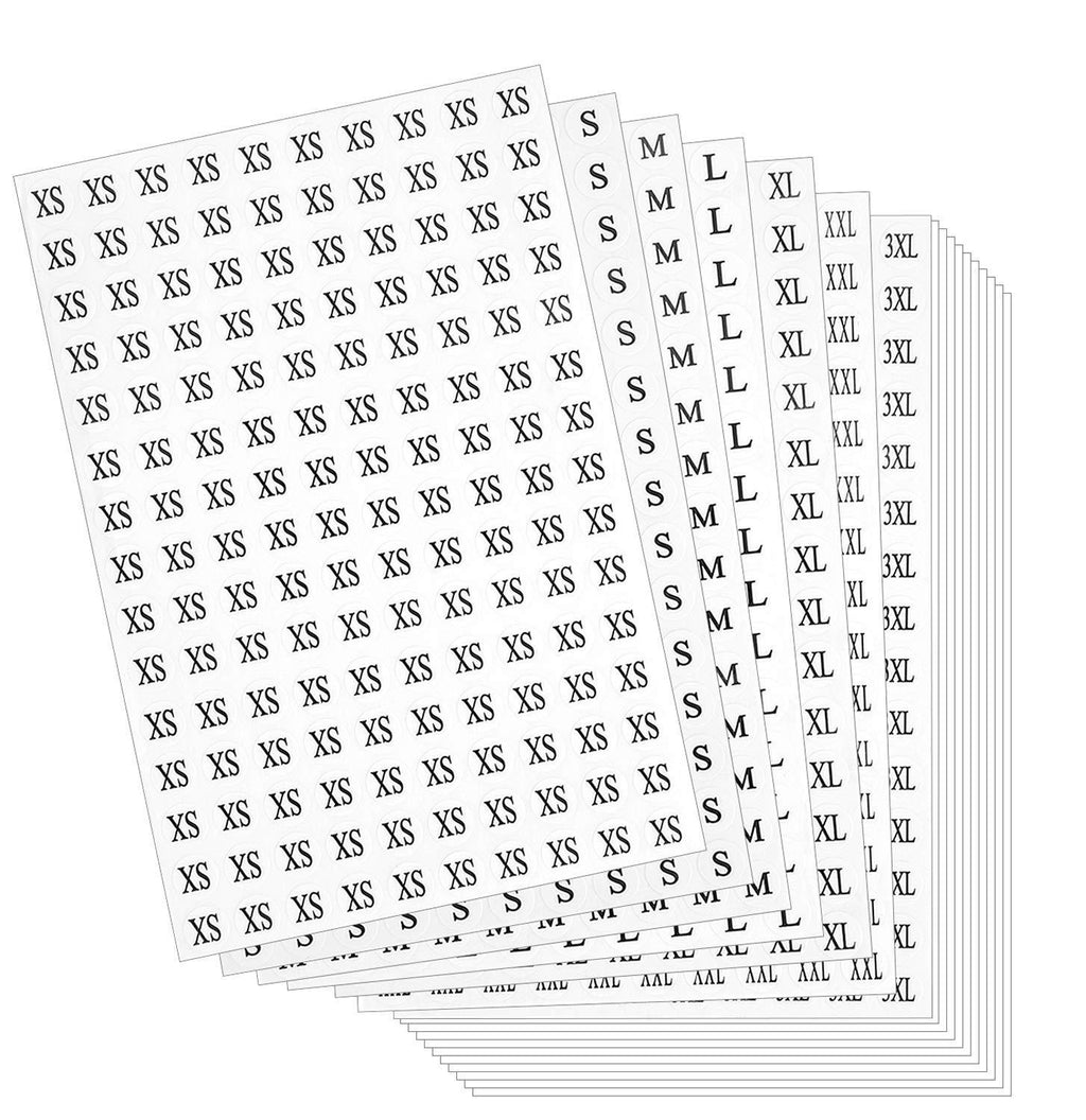 DIYASY Clothing Size Stickers,28 Sheets Round Clothing Labels Stickers All 7 Sizes (XS/S/M/L/XL/XXL/XXXL) Pack of 4200 (0.6 Inches)