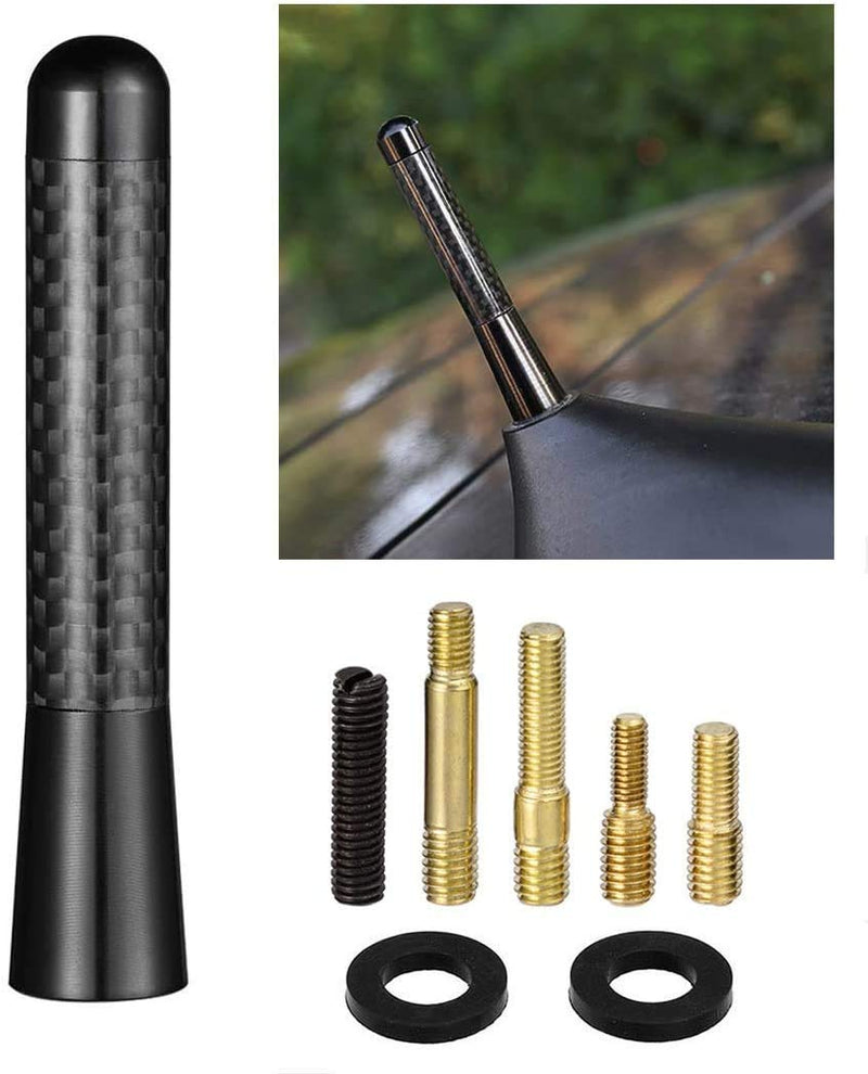 Bingfu Mini Car Antenna Roof Mount 3.2 inch Carbon Fiber Car Antenna Replacement Compatible with Toyota Honda Chevrolet Nissan Ford Jeep Subaru GMC