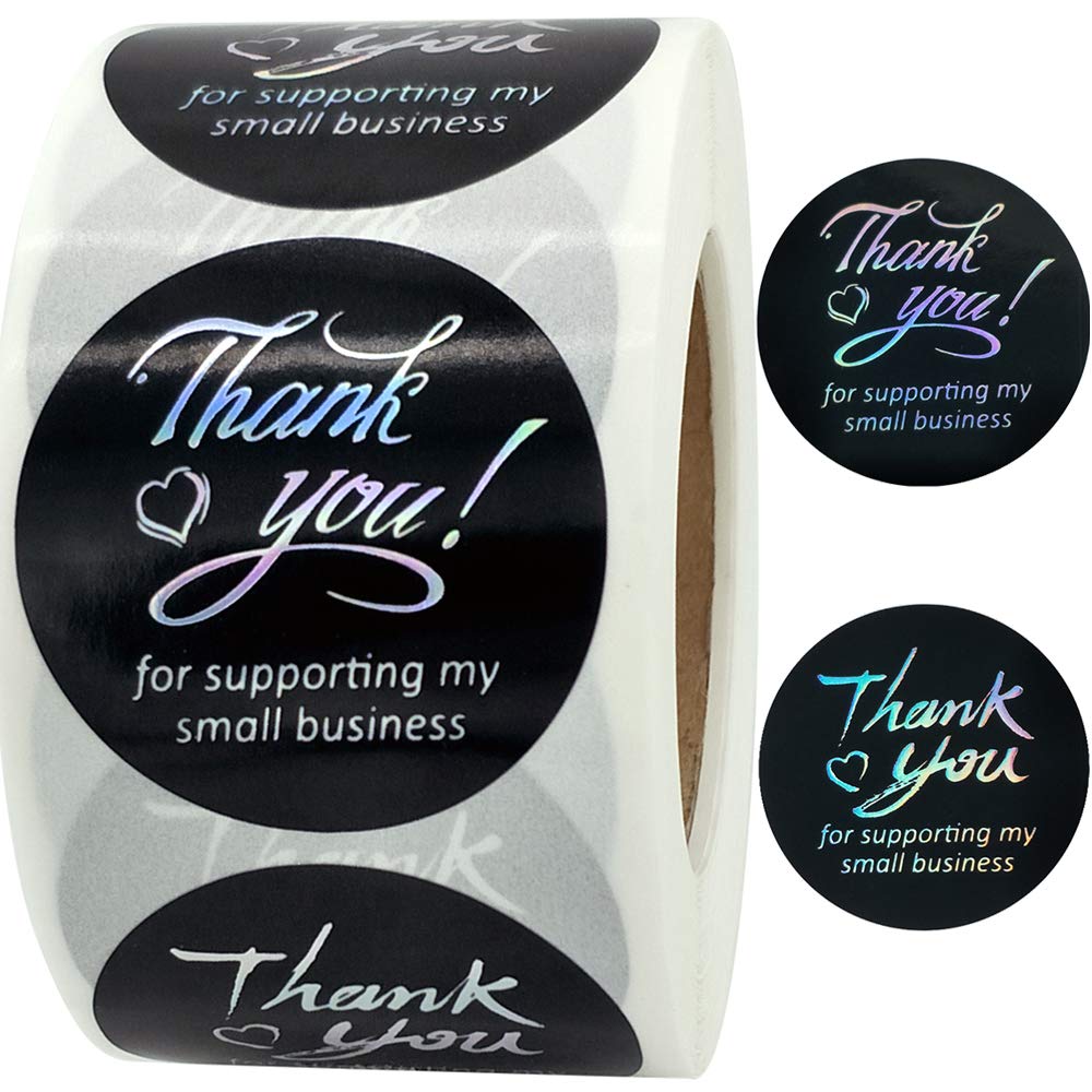 1.5" Thank You for Supporting My Small Business Stickers, Color Font Round Labels for Business, Online Retailers, Boutiques, Shops to Use on Bags, Boxes and Envelope, 500 Labels Per Roll. 1.5"- Thank You for Supporting