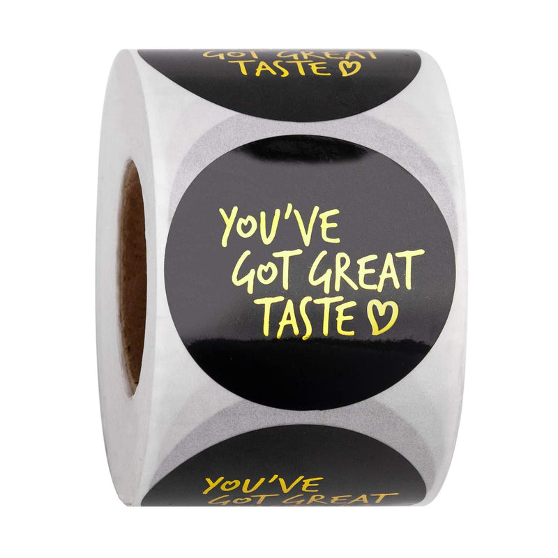 WRAPAHOLIC You've Got Great Taste Stickers - Black Background Gold Foil Business Thank You Stickers, Shipping Stickers - 2 x 2 Inch 500 Total Labels Black 2