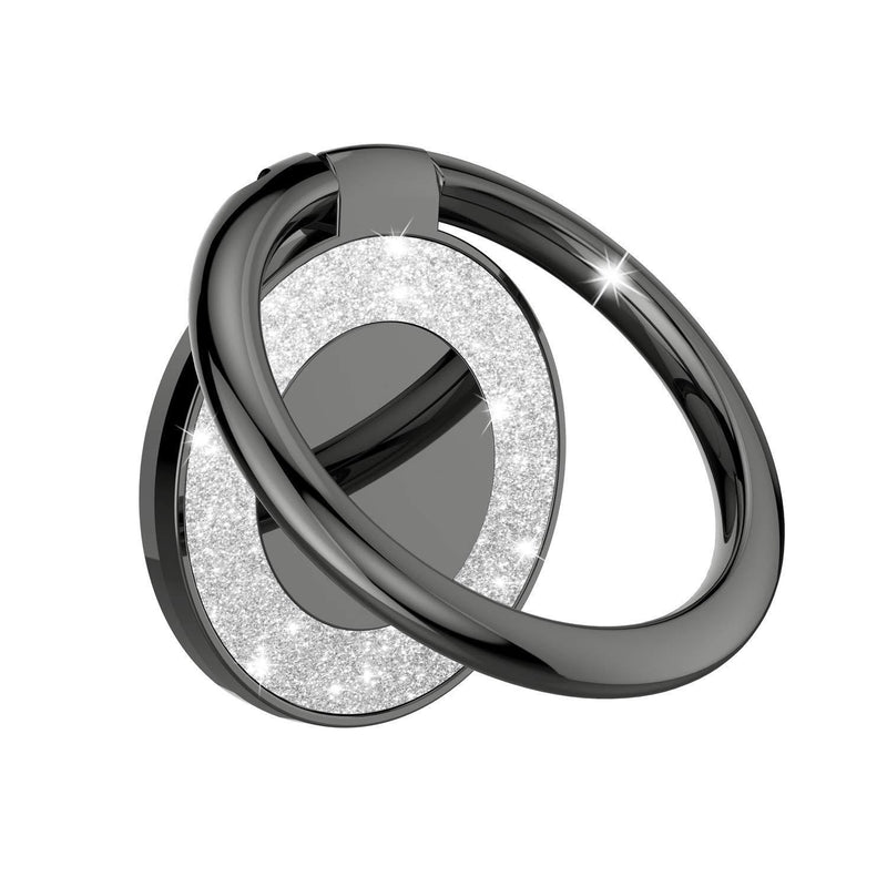 Cell Phone Ring Holder Finger Kickstand - Pikabo 360 Degree Rotation Metal Ring Grip for Magnetic Car Mount Compatible with iPhone, Samsung, All Smartphone. (Glitter Black) Glitter Black
